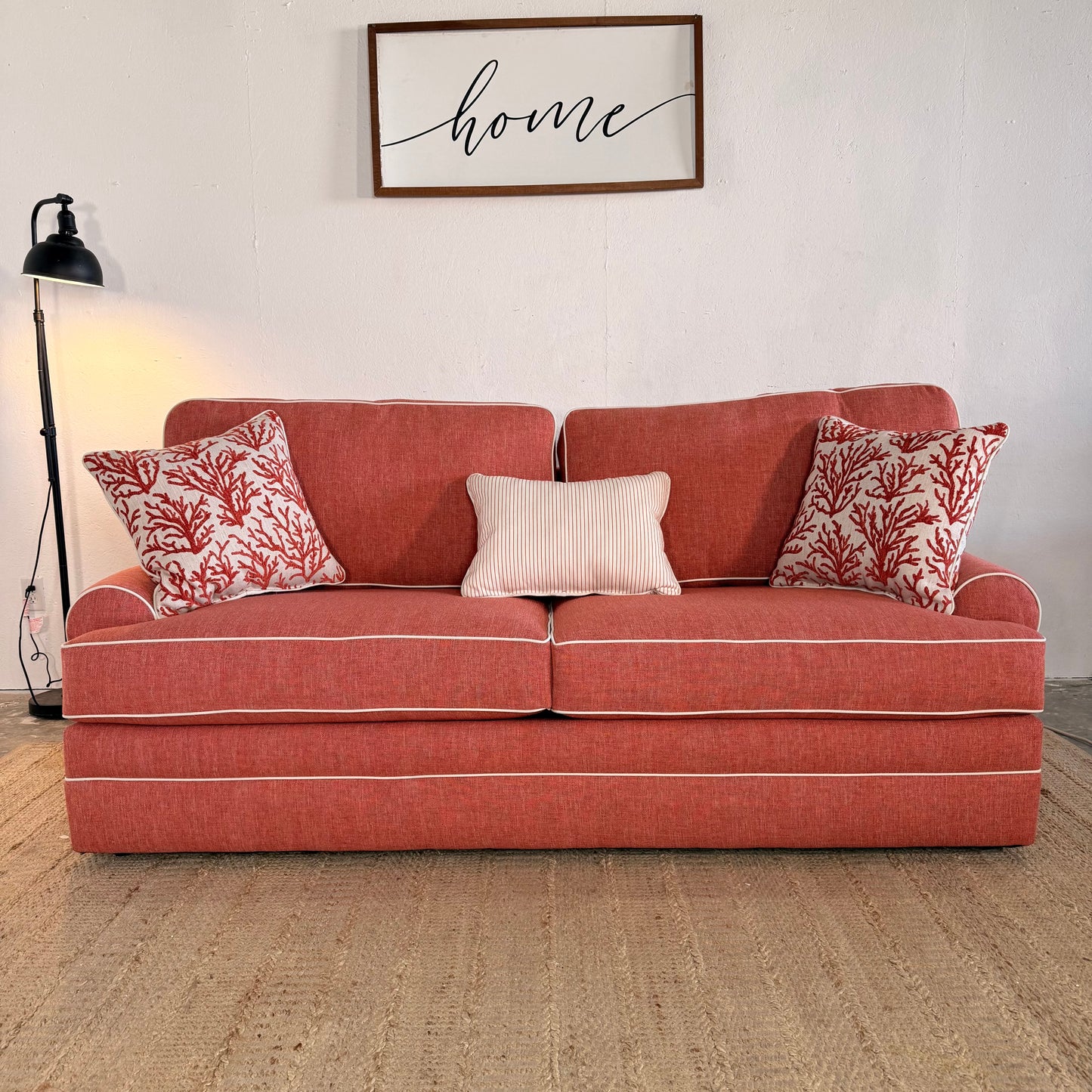 NEW 90” Coral Reversible Cushion Sofa