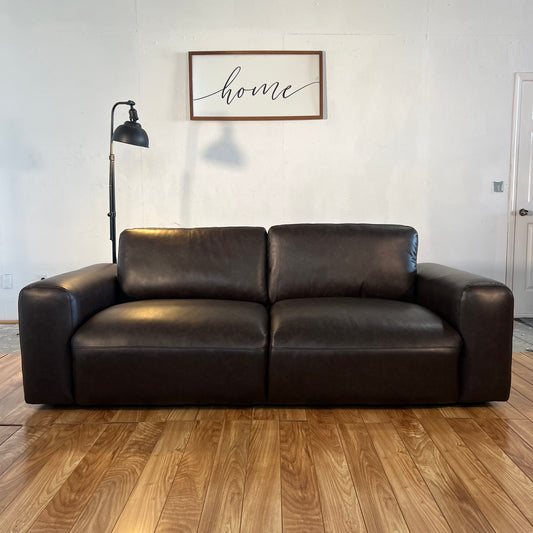 NEW Chocolate Leather Fat Arm Sofa