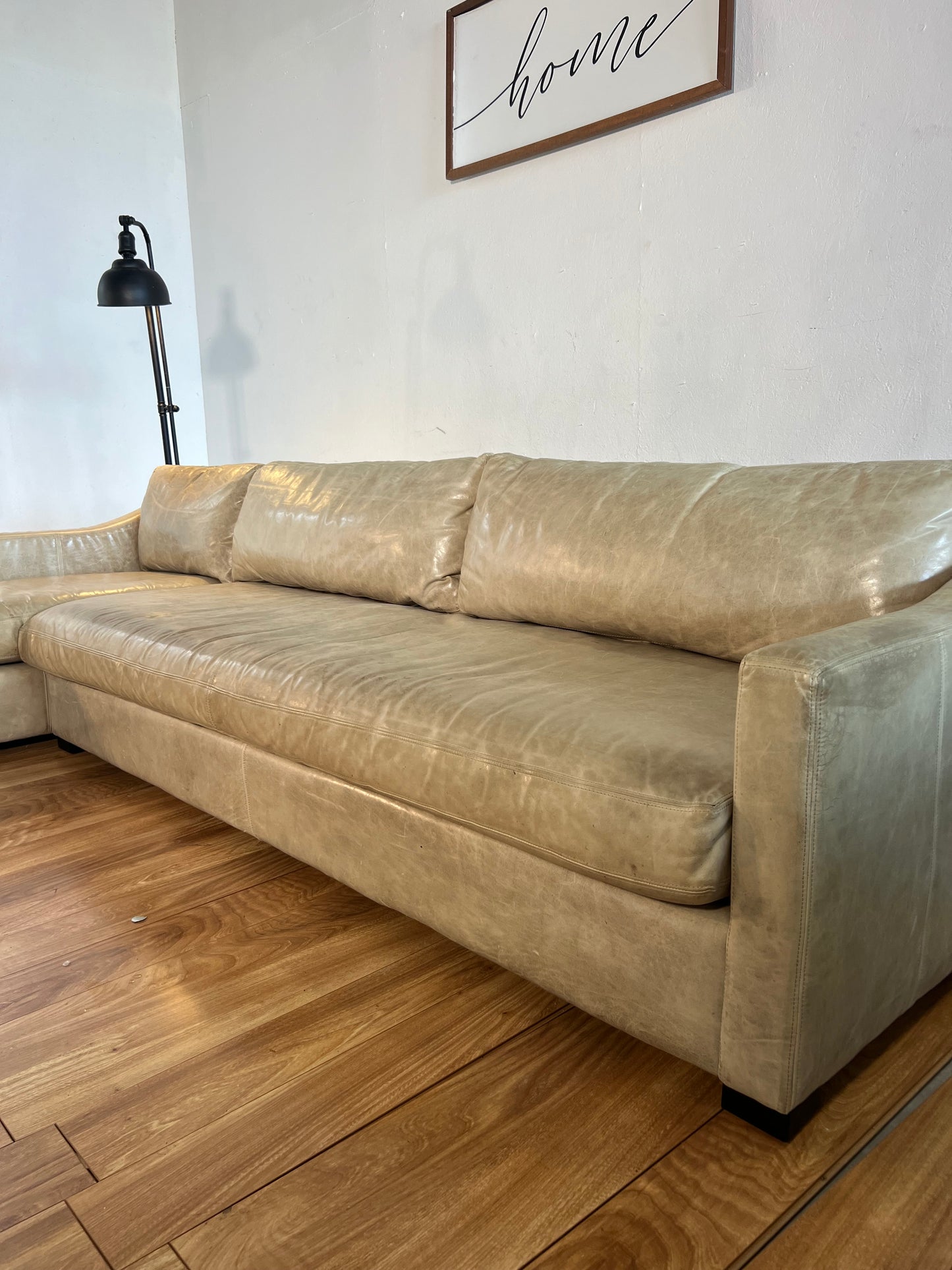 Restoration Hardware Belgian Slope Arm Leather Sectional