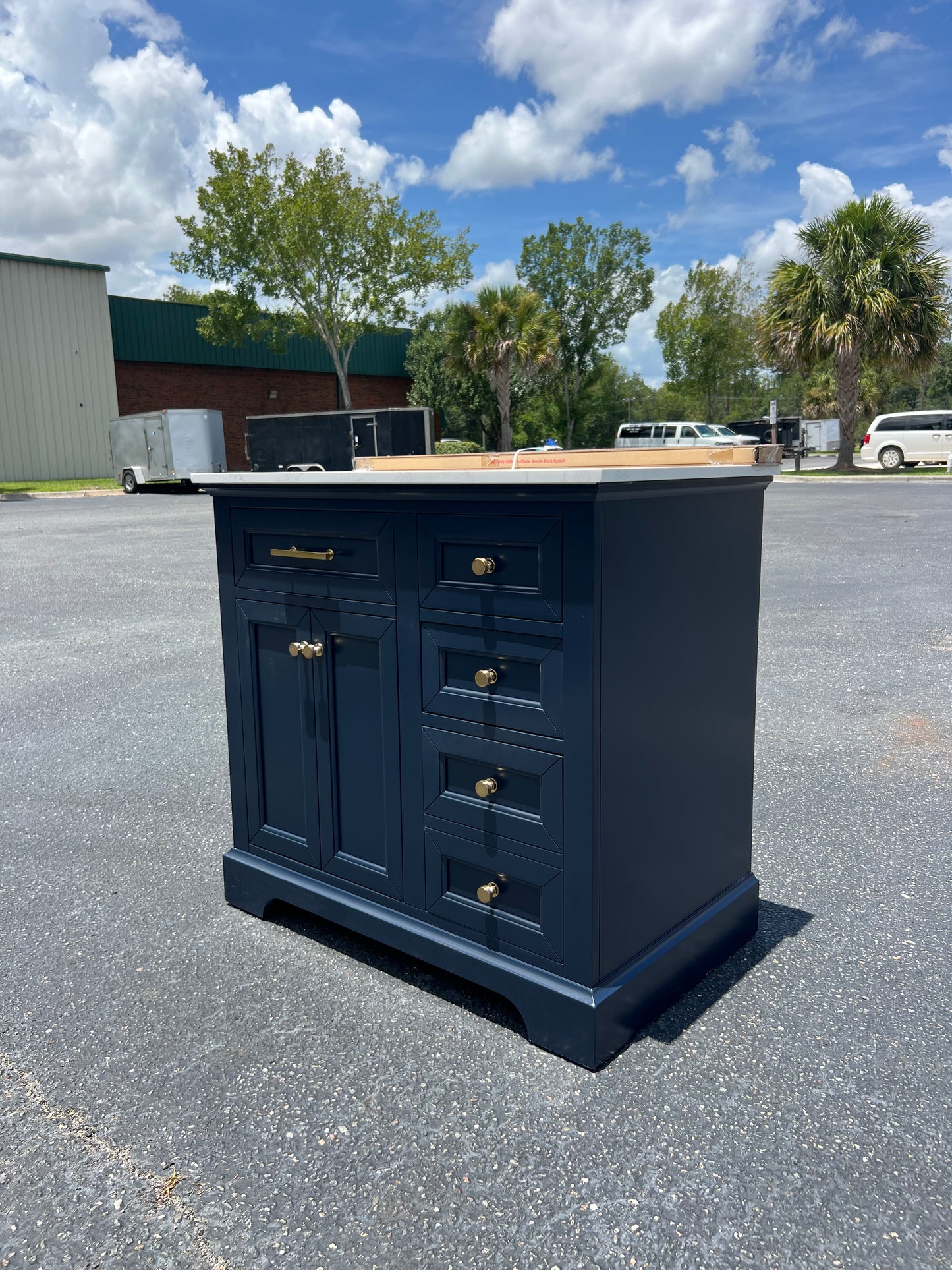 NEW 36” Navy Blue Single Bathroom Vanity