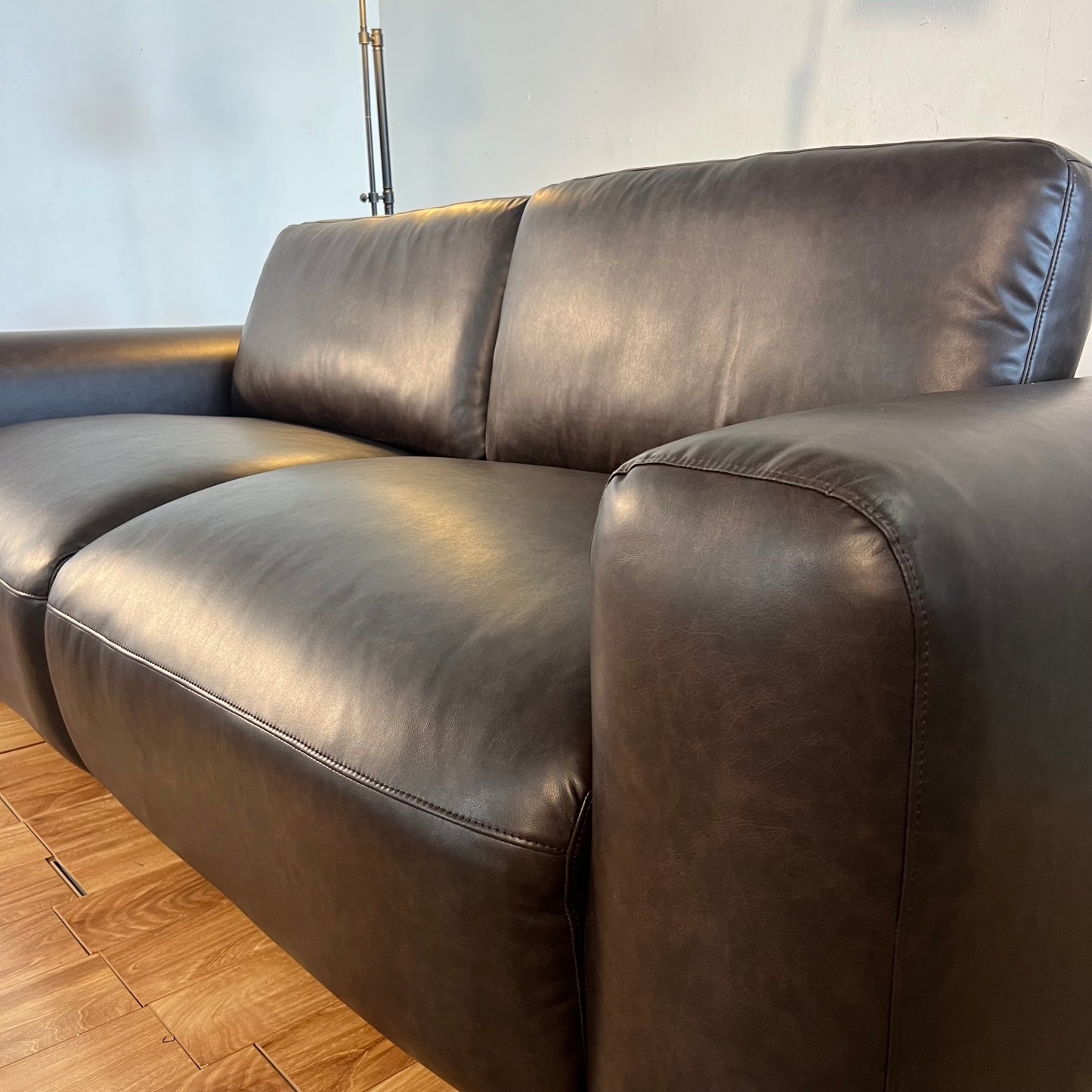 NEW Chocolate Leather Fat Arm Sofa