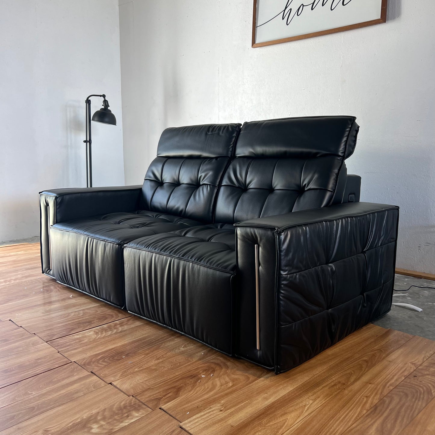 NEW Black Leather Electric Sleeper Sofa