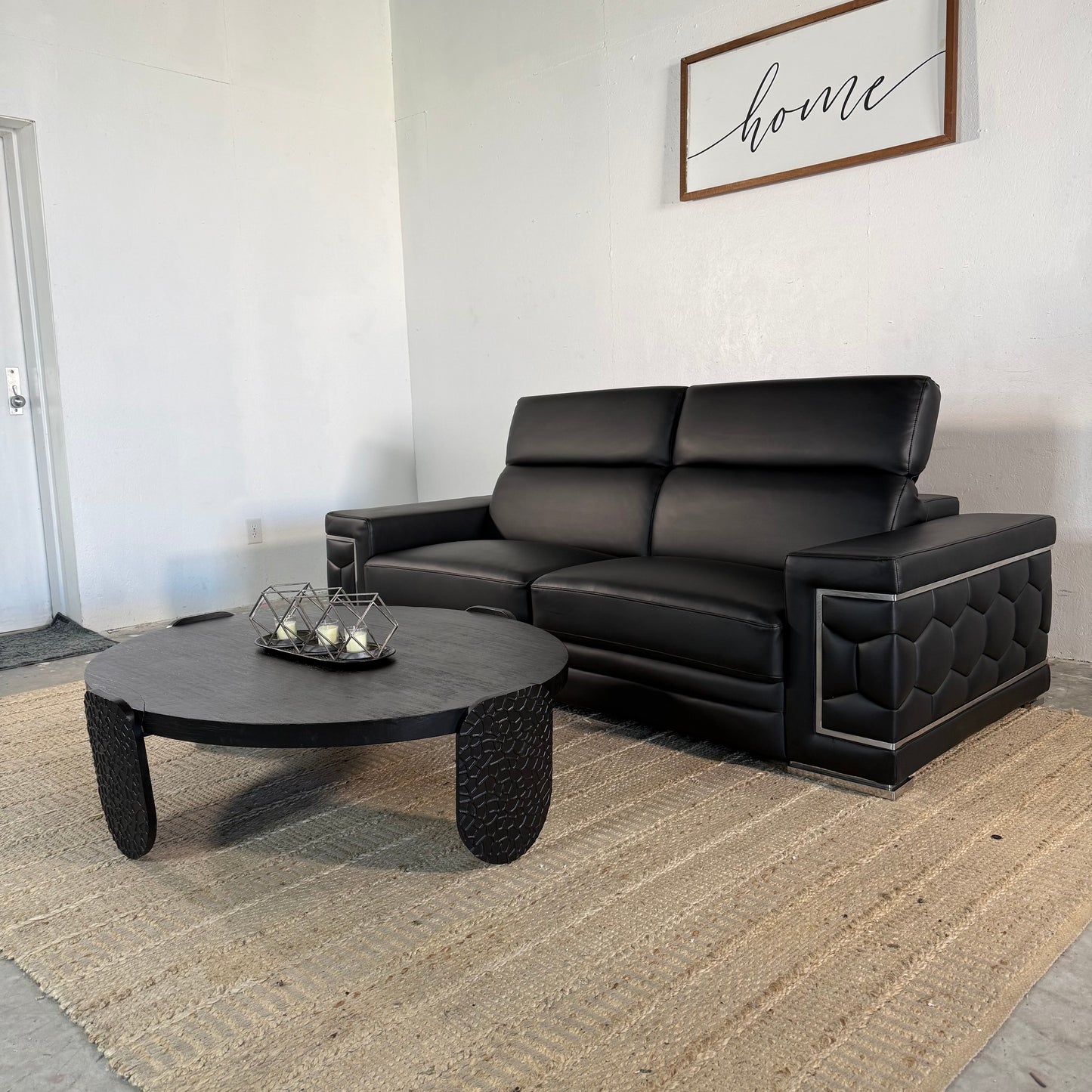 NEW Black Genuine Leather Sofa