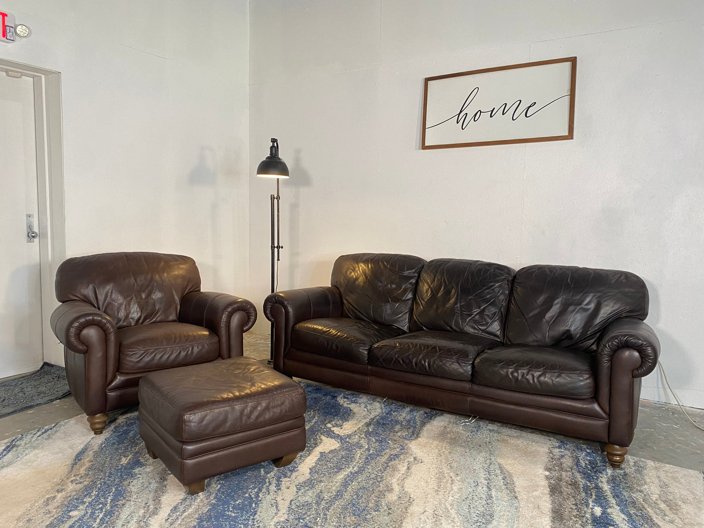 Natuzzi Classic Adriano Leather 3-Piece Living Room Set