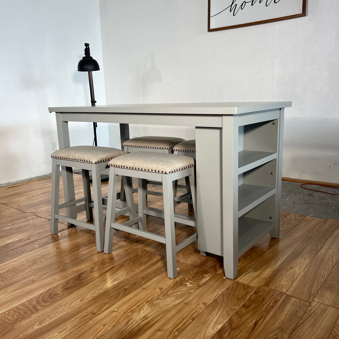 NEW 5-Piece Grey Counter Height Table and Stools
