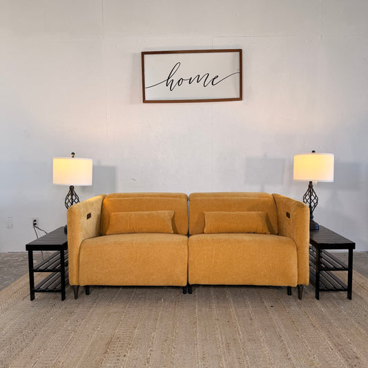 NEW 2-Piece Mustard Electric Reclining Sectional Sofa