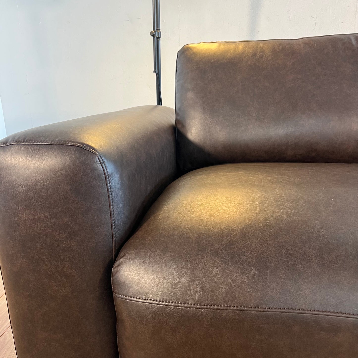 NEW Chocolate Leather Fat Arm Sofa