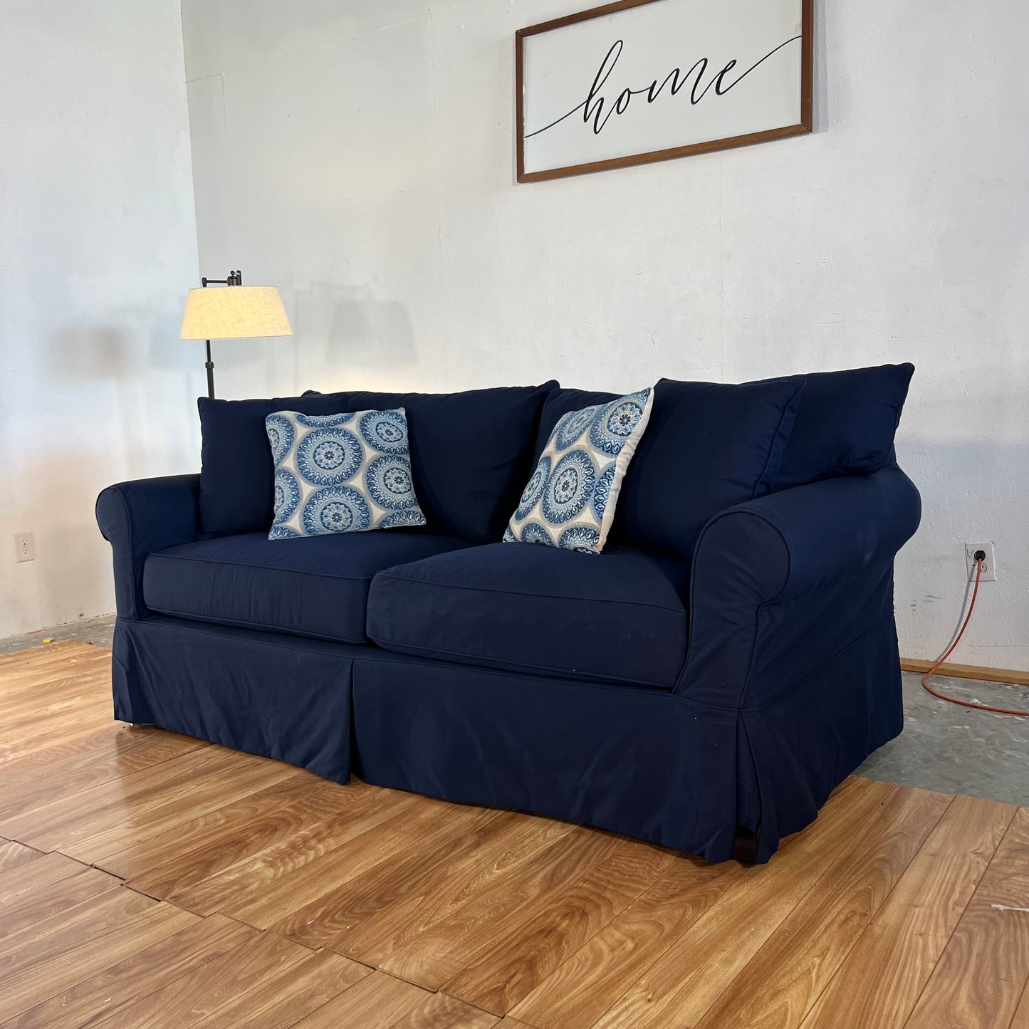 NEW Amari Navy Blue Slipcovered Sleeper Sofa