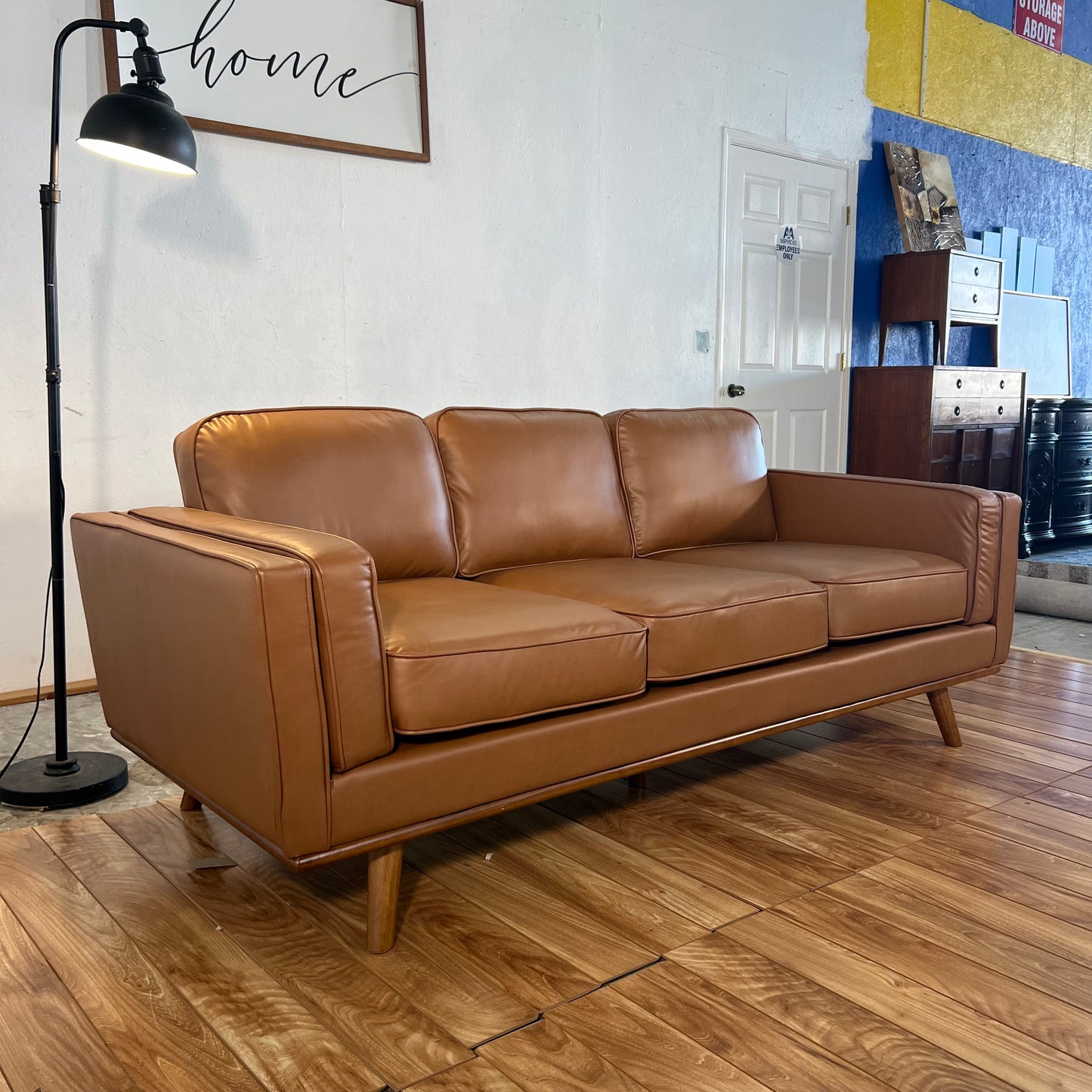 NEW Camel Colored MCM Leather Sofa