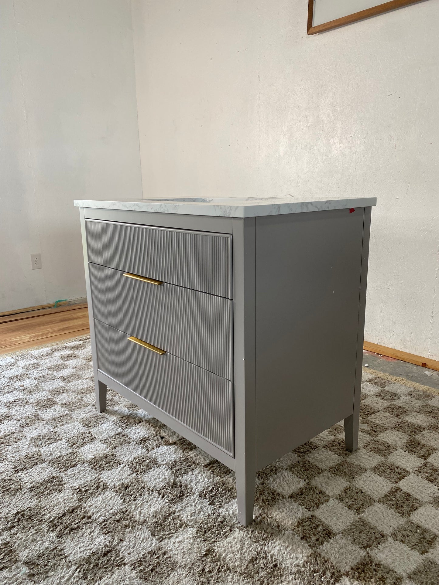 NEW Grey 36” Fluted Bathroom Vanity