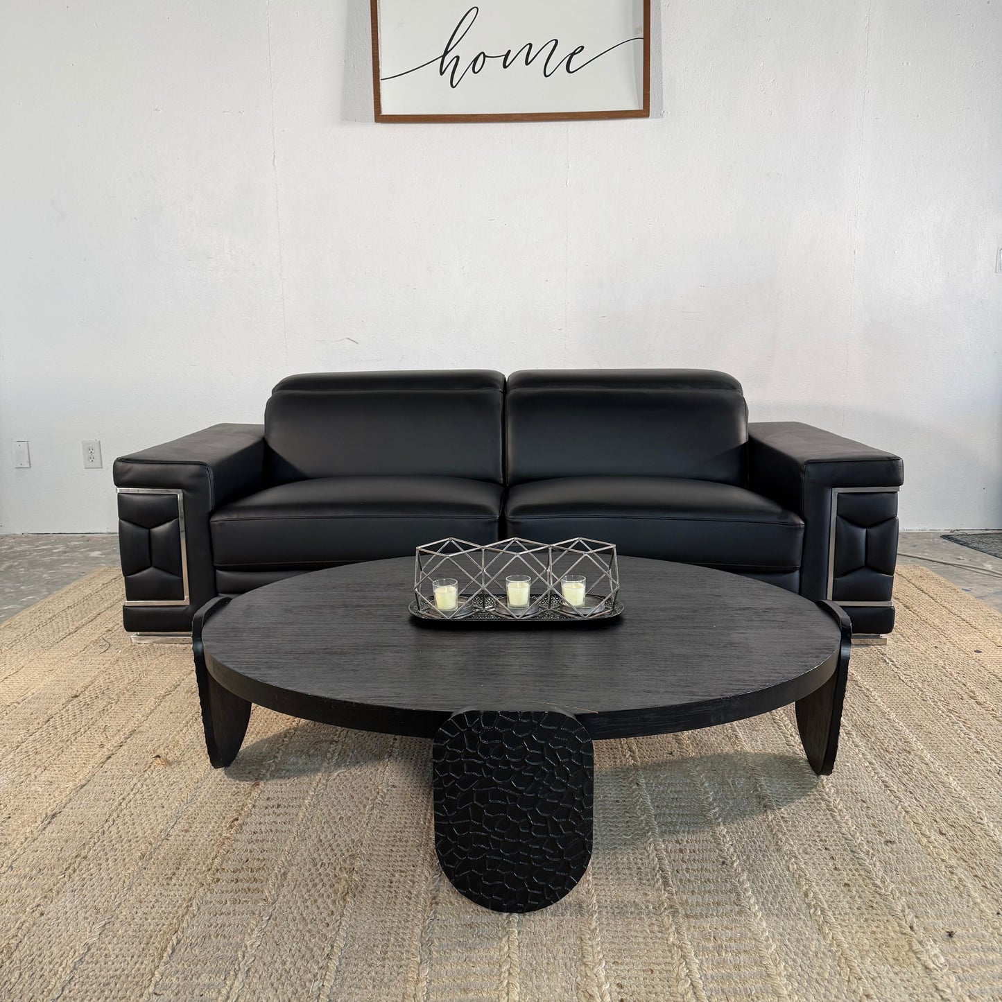 NEW Black Genuine Leather Sofa