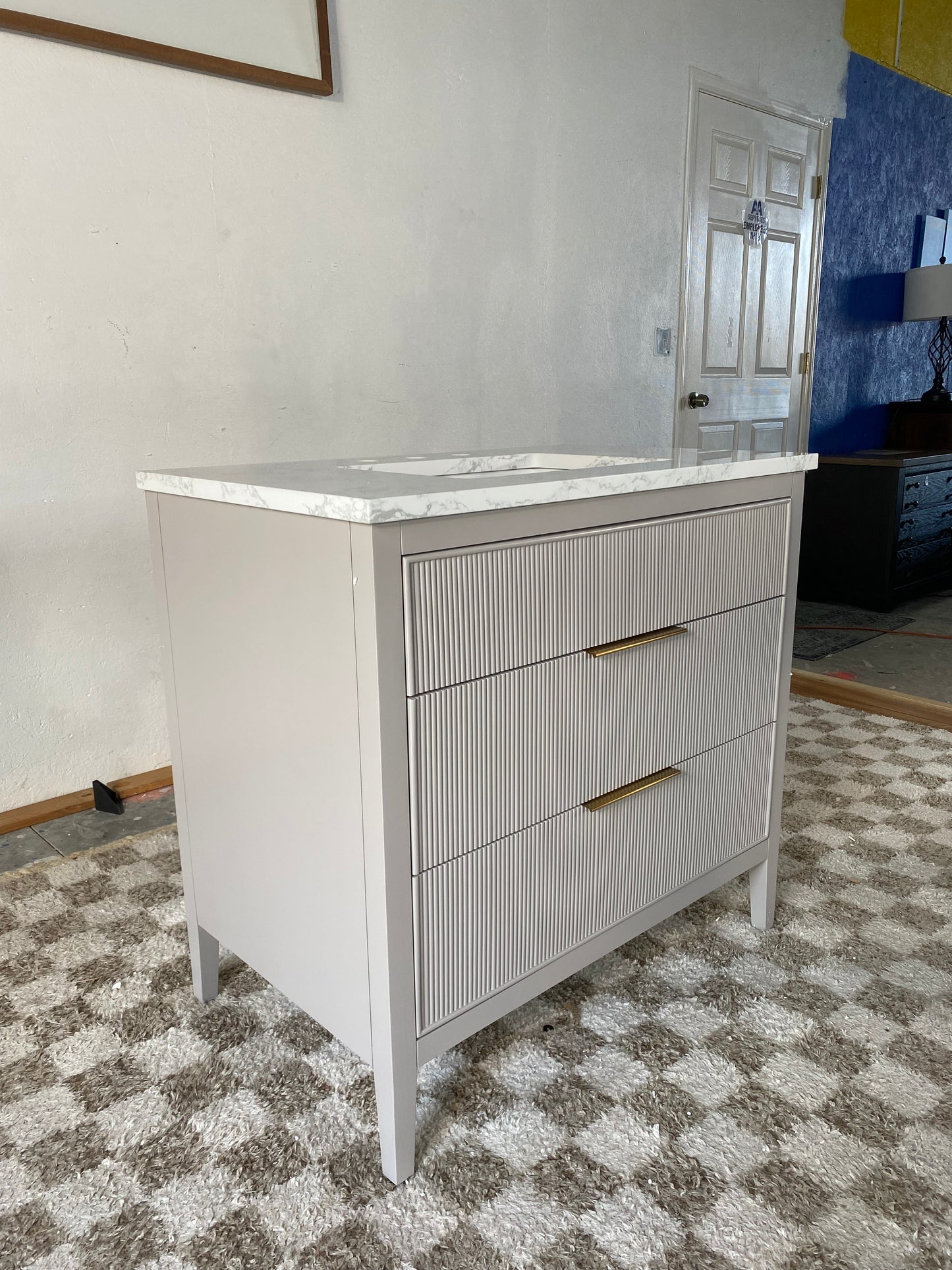 NEW Grey 36” Fluted Bathroom Vanity