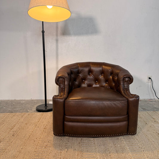 NEW Chocolate Leather Swivel Chair
