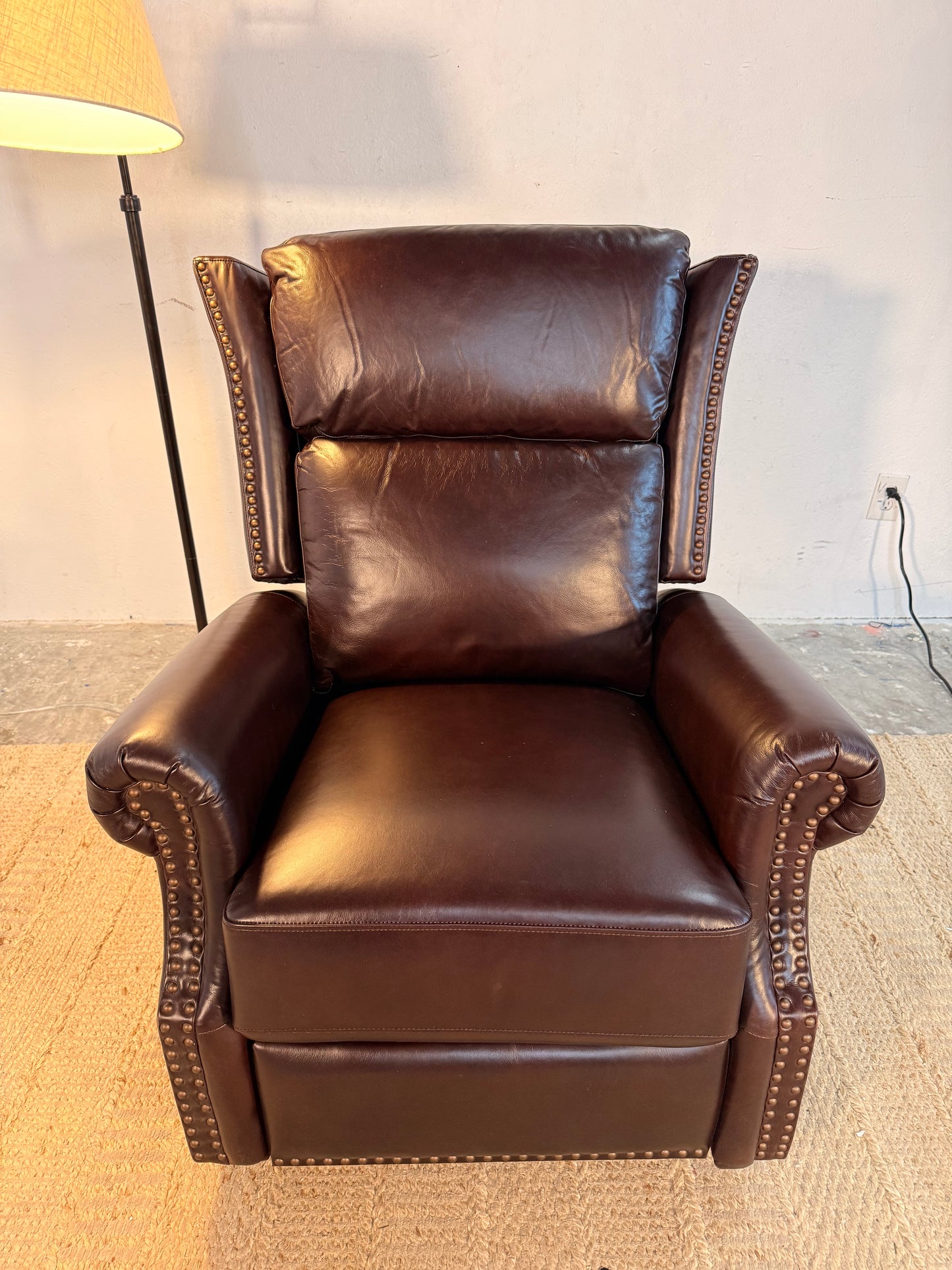 NEW Espresso Leather Manual Recliner Swivel Chair