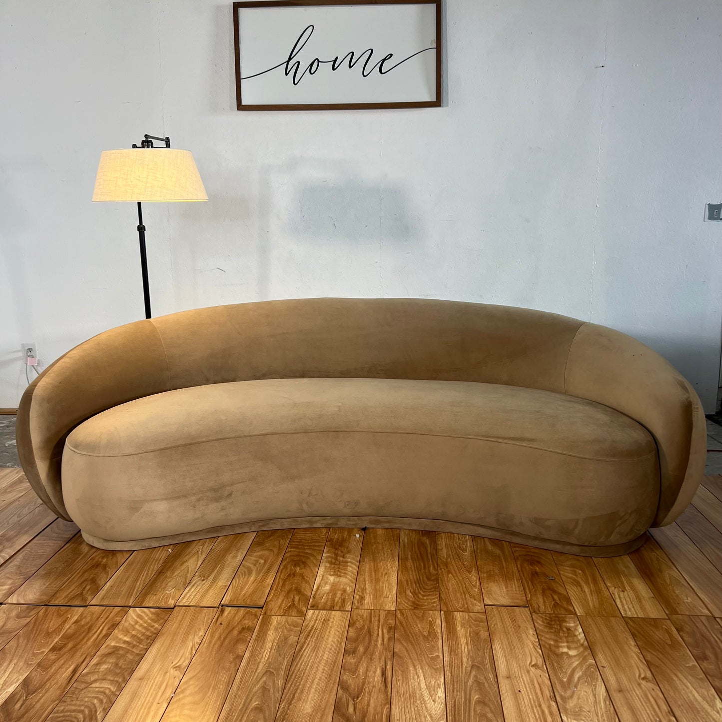 NEW “Cognac tan” Velvet Curved Sofa