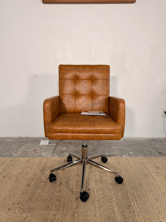 NEW Camel Colored Leather Office Chair