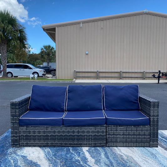 2-Piece Wicker Patio Bench