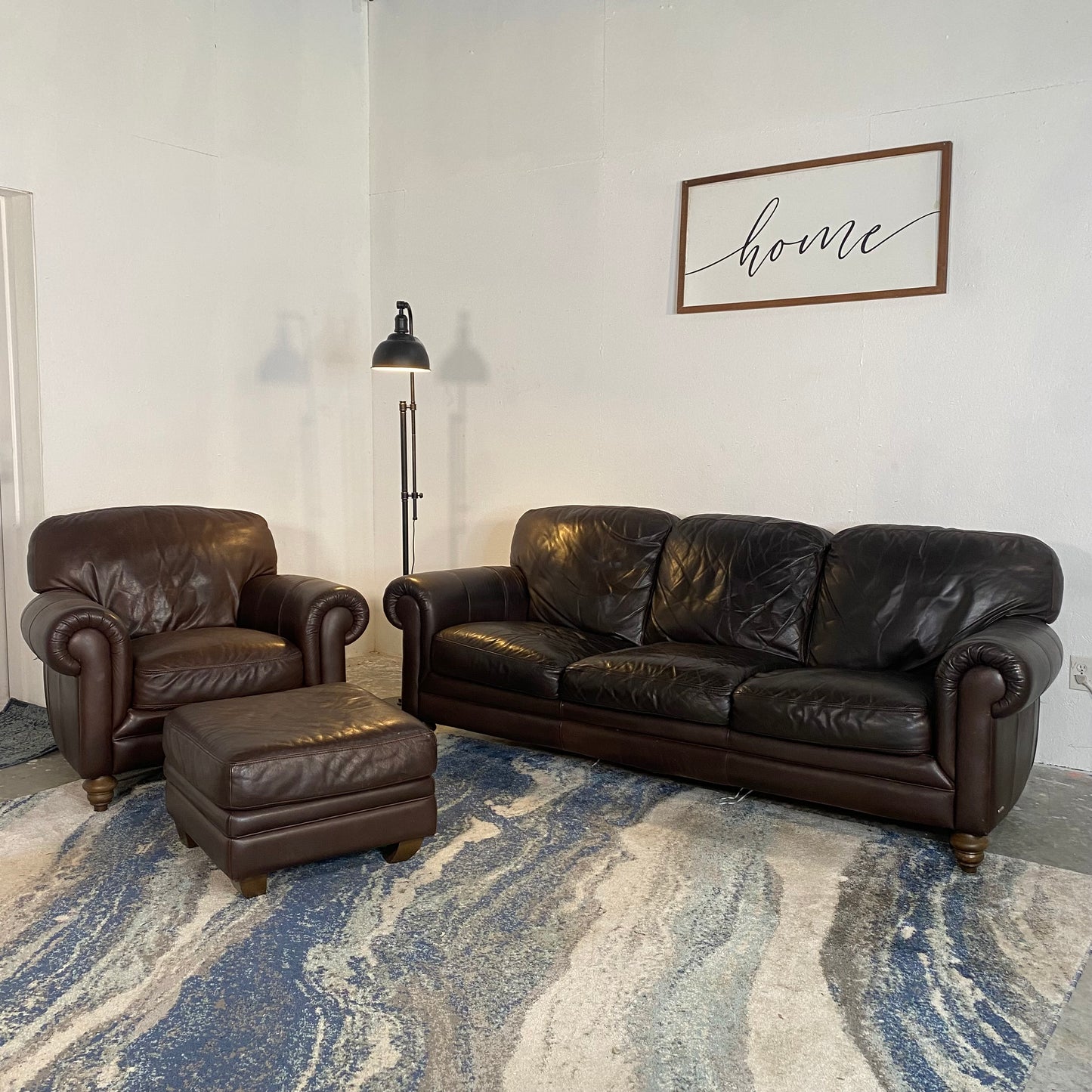 Natuzzi Classic Adriano Leather 3-Piece Living Room Set