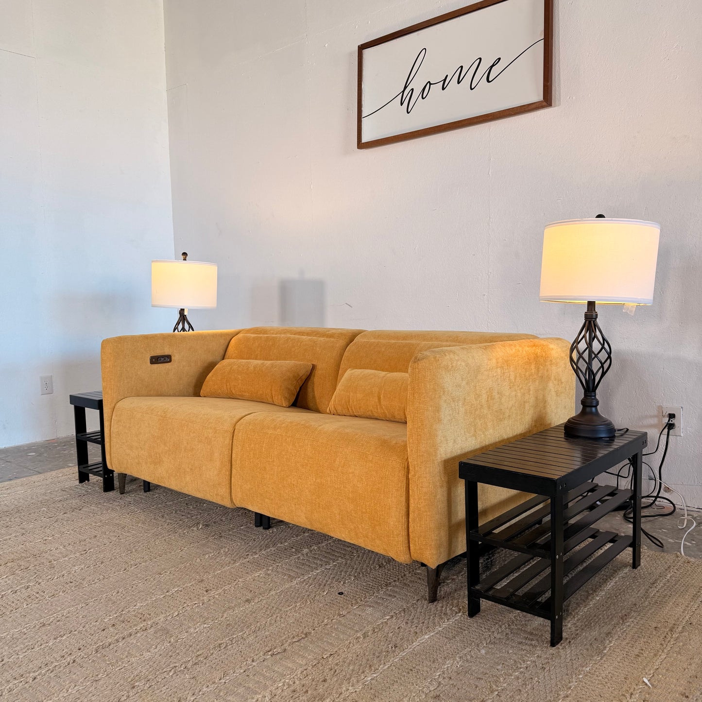 NEW 2-Piece Mustard Electric Reclining Sectional Sofa