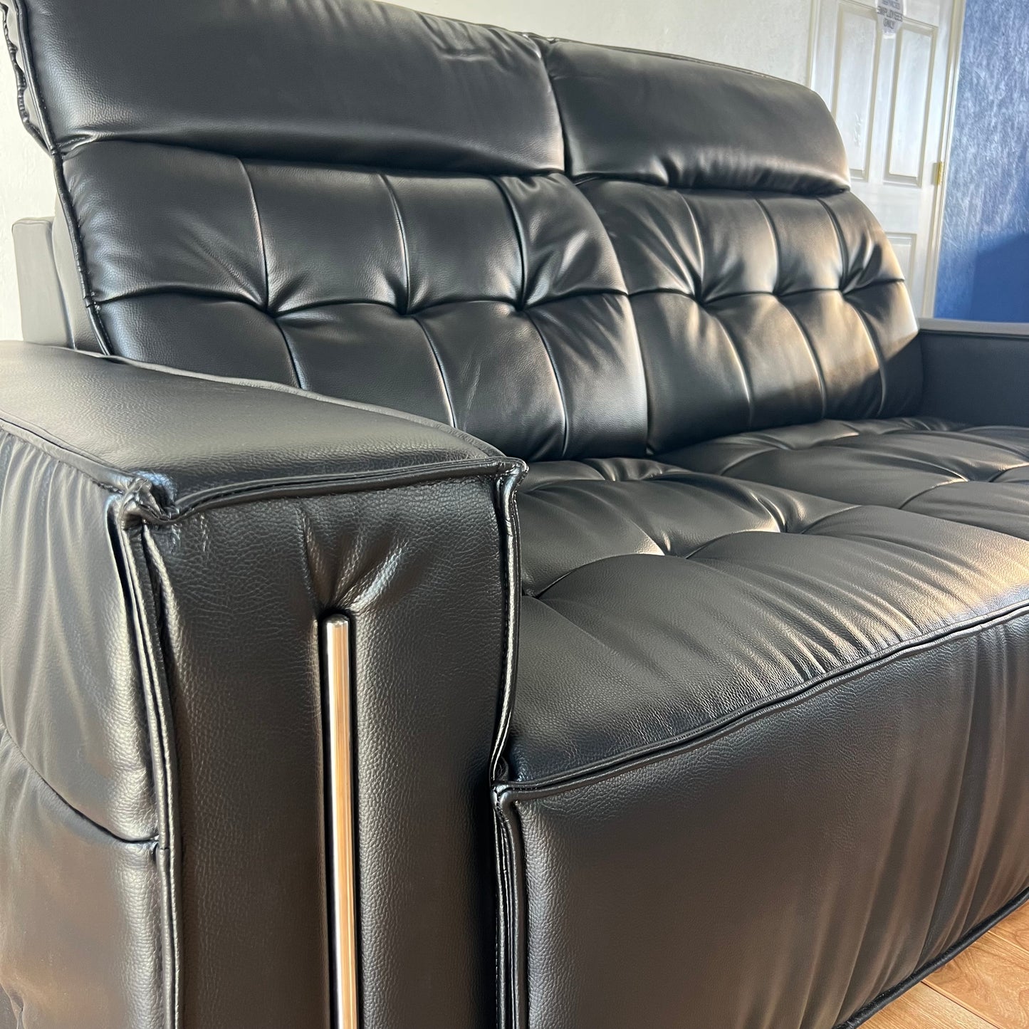NEW Black Leather Electric Sleeper Sofa