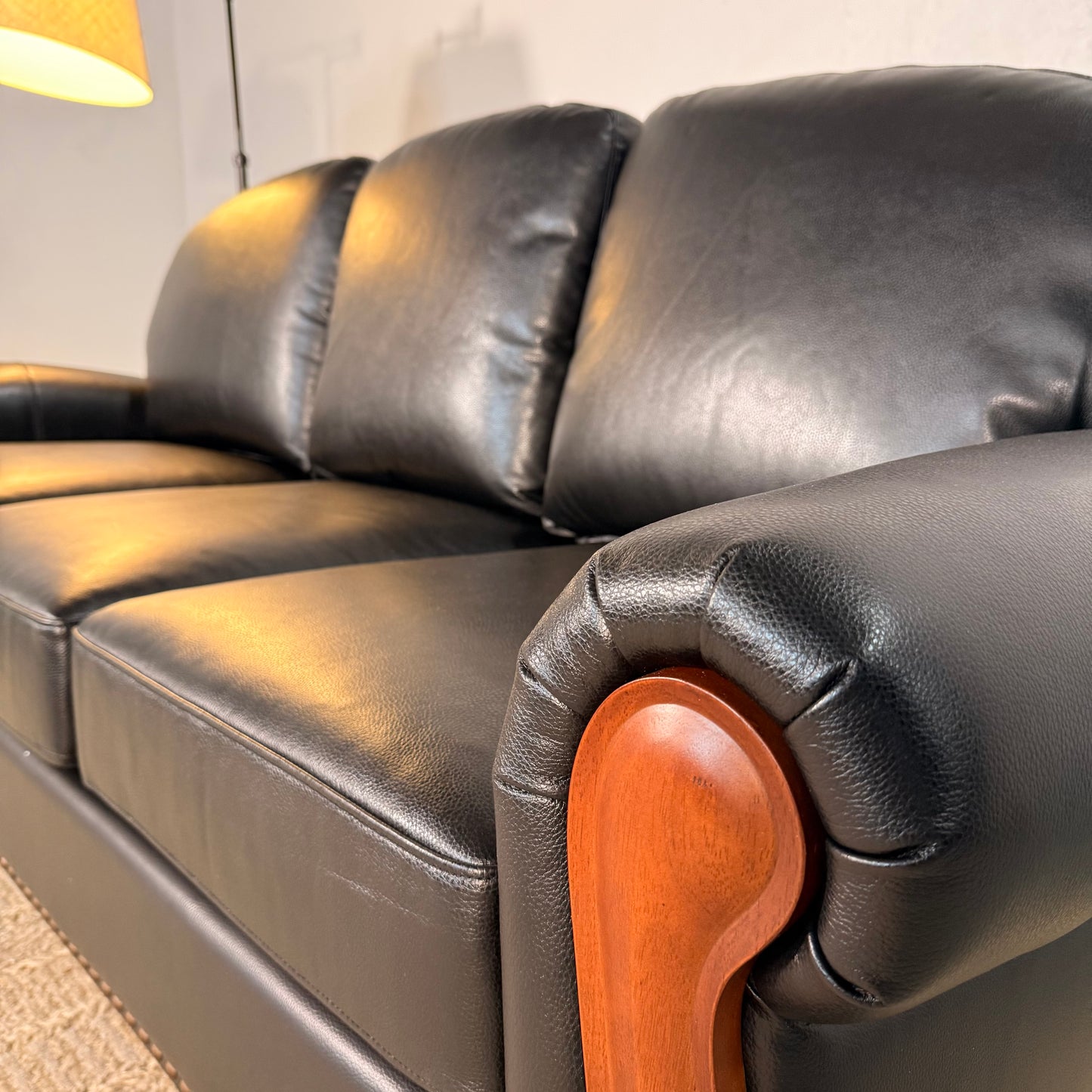 NEW Genuine Black Leather Sofa