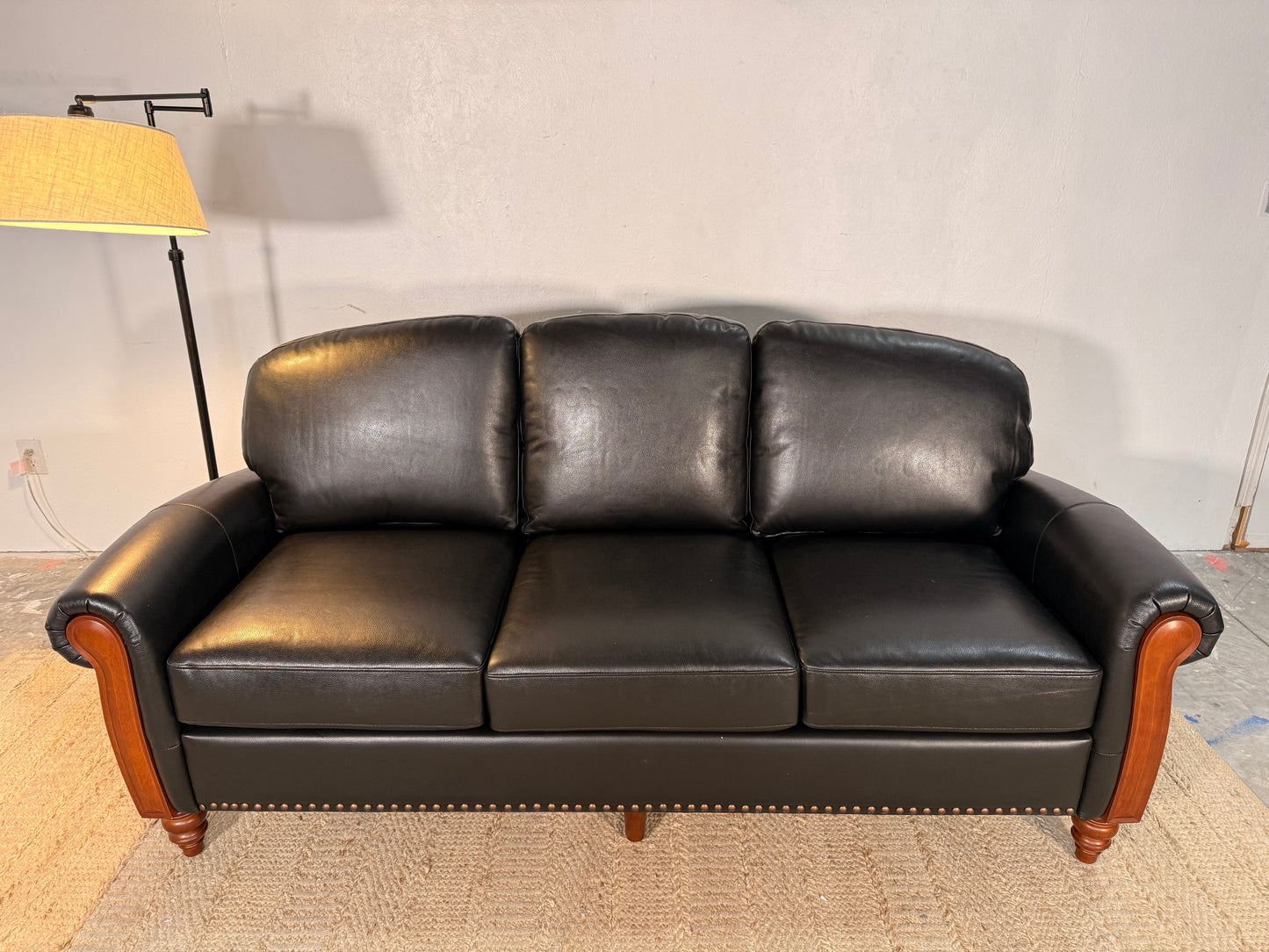 NEW Genuine Black Leather Sofa