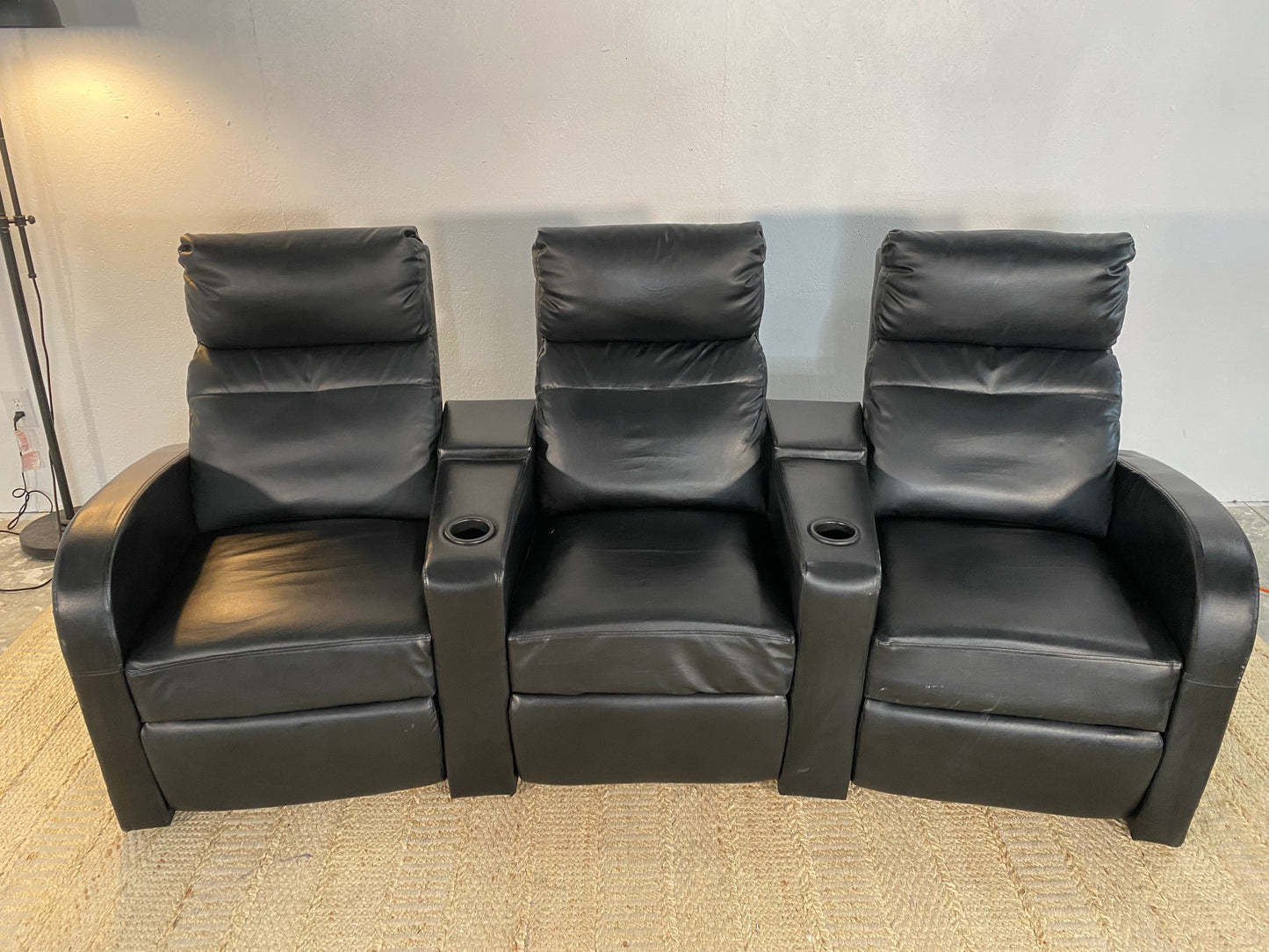 3-Piece Black Reclining Theatre Chairs