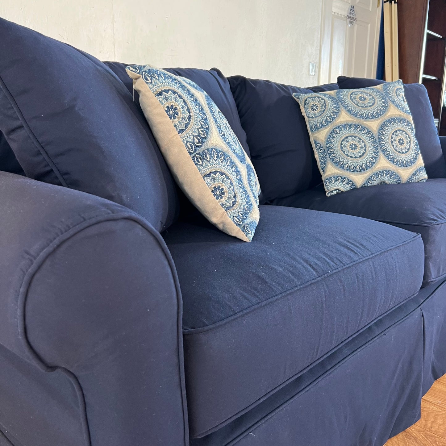 NEW Amari Navy Blue Slipcovered Sleeper Sofa