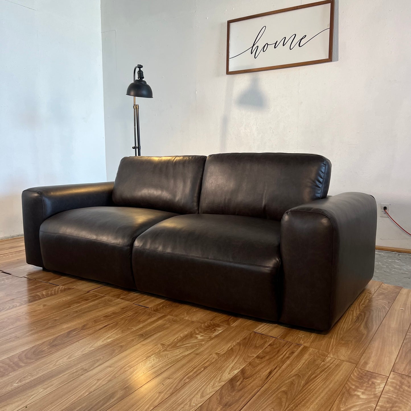 NEW Chocolate Leather Fat Arm Sofa