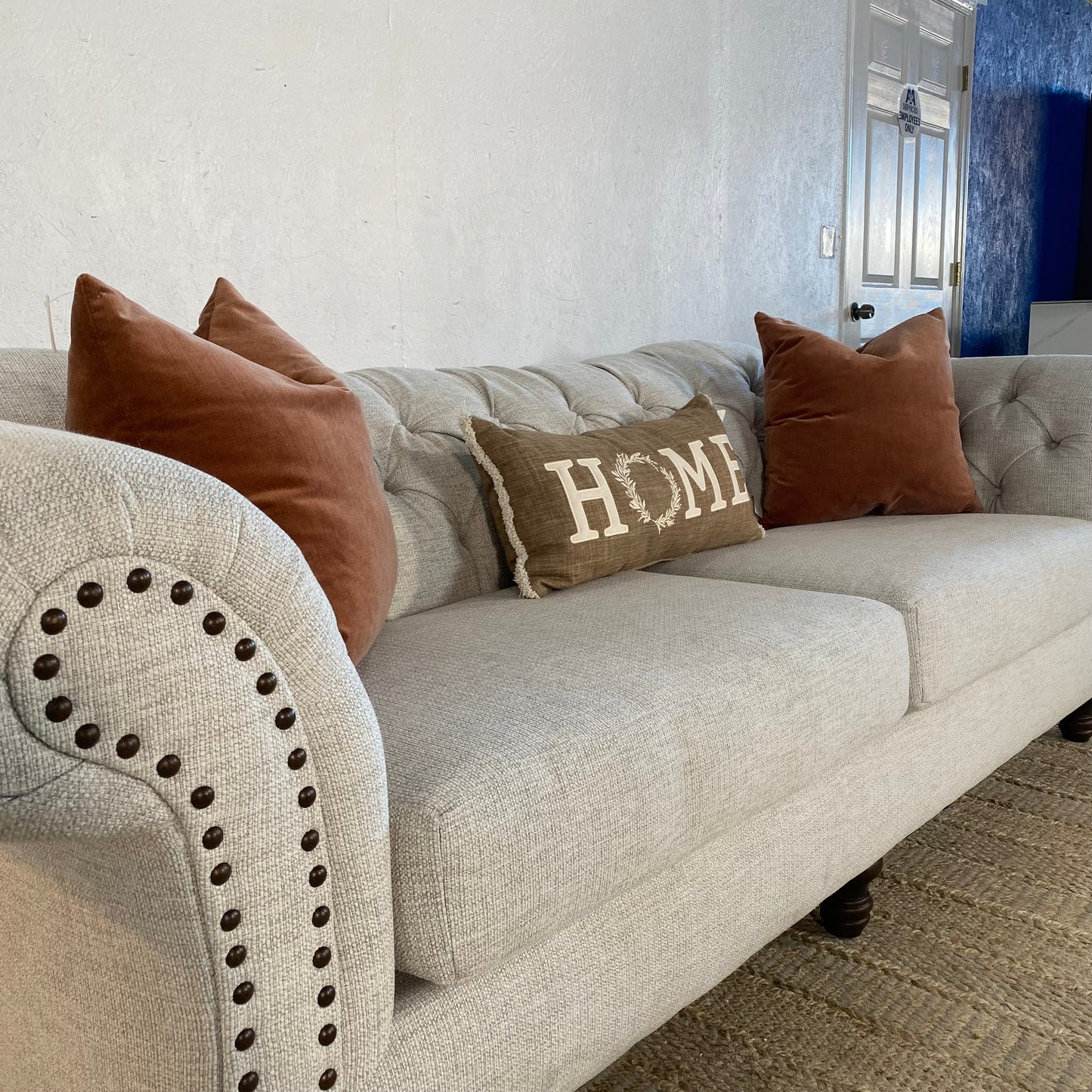 NEW "New Classic Furnishings" Grey Chesterfield Sofa