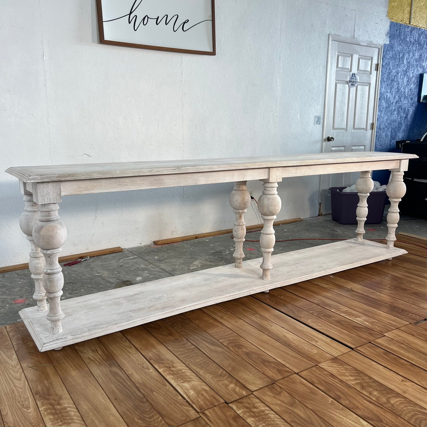 NEW 9.5ft Bleached Wood Console Table