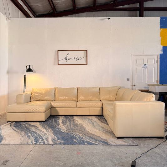 4-Piece Leather Decor-Rest Electric Reclining Sectional Sofa