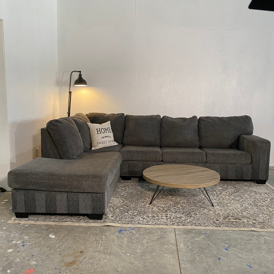 2-Piece Dark Grey Sectional Sofa