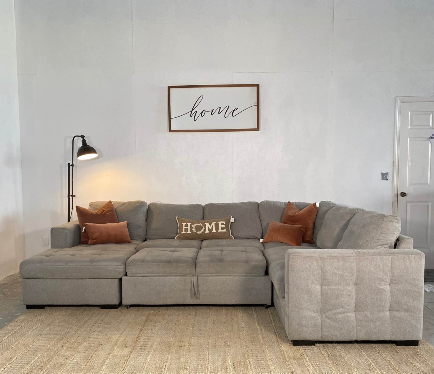 3-Piece Light Grey Sleeper Sectional With Storage