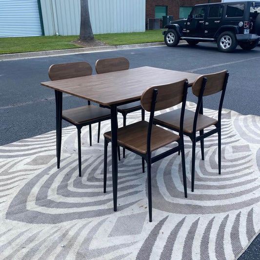 5-Piece Metal/Wood Kitchen Table Set